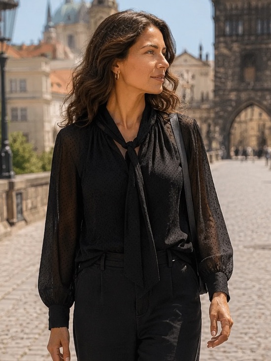 H&M Tops - Elegant Black Sheer Blouse